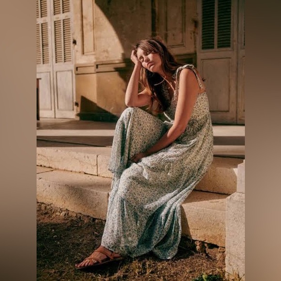 Sezane Dresses & Skirts - Sézane Phily Maxi Dress in Blue Floral Print FR 38 / US 6